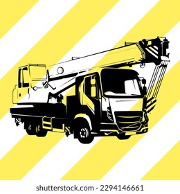 Construction crane on a truck platform. Design for loading operations