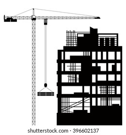  construction crane  on white background