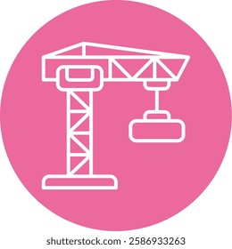 Construction Crane Outline Circle Style Icon Design