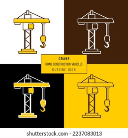 Construction crane outline icon in four color options