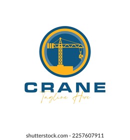 construction crane rental illustration logo design