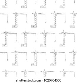construction crane seamless vector pattern