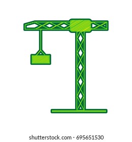 Construction crane sign. Vector. Lemon scribble icon on white background. Isolated