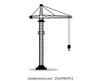 Construction crane silhouette, industrial basics, construction project, architect plan, urban work, urban development