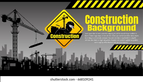 Construction Crane Silhouette Vector.