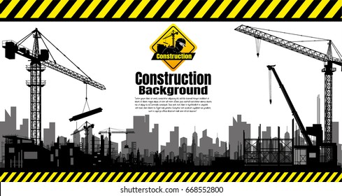 Construction Crane Silhouette Vector.