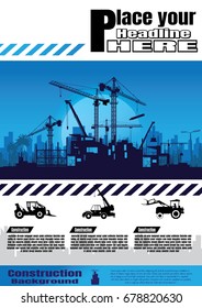 Construction crane silhouette vector,Building under Construction site,Construction silhouette background.