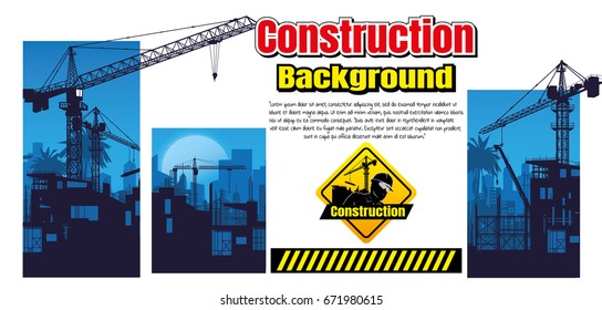 Construction crane silhouette vector,Construction info graphics,Building under Construction site, illustration silhouette.
