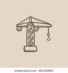 Construction crane sketch icon.