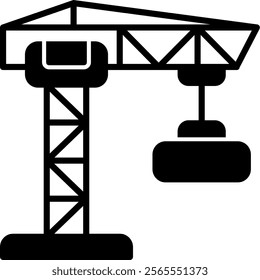 Construction Crane Solid Style Icon Design