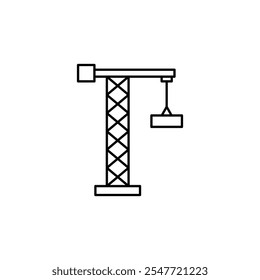 Construction crane thin line vector icon