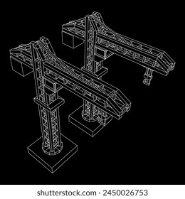 Construction crane tower. Building industrial concept. Wireframe low poly mesh vector illustration. - Powered by Shutterstock - Get 15% off with code: PIKWIZARD15