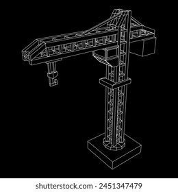 Construction crane tower. Building industrial concept. Wireframe low poly mesh vector illustration.