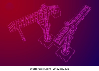 Construction crane tower. Building industrial concept. Wireframe low poly mesh vector illustration.