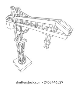 Construction crane tower. Building industrial concept. Wireframe low poly mesh vector illustration.