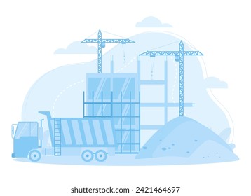 concepto de tendencia de grúas de construcción ilustración plana