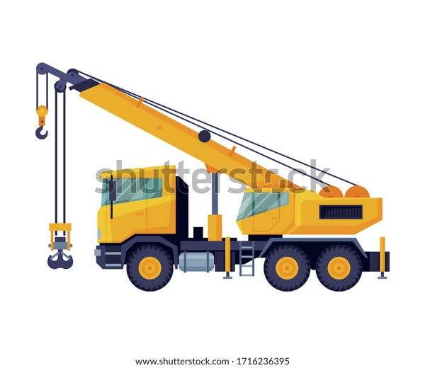 Construction Crane Truck Heavy Cargo Transportation Stock Vector ...