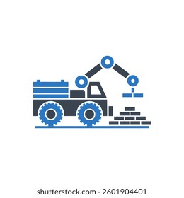 Construction Crane Truck Icon On White Background