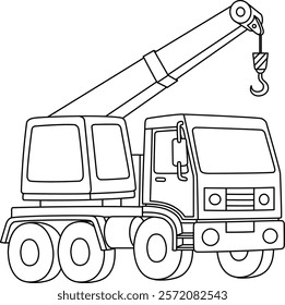 Construction Crane Truck Isolated Coloring Page 