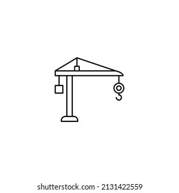 Icono de vector de grúa de construcción Construcción, icono de línea de construcción. Ilustración de línea delgada. grúa de la torre.