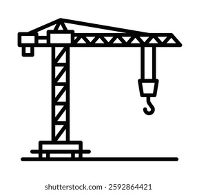 Construction crane vector icon for building and industry themes. Editable stroke.
