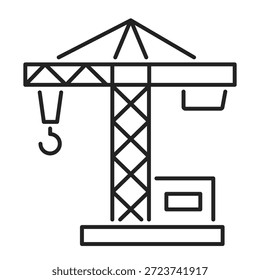 Ícone de linha de vetor de grua de construção
