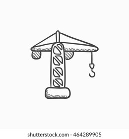 Construction crane vector sketch icon isolated on background. Hand drawn Construction crane icon. Construction crane sketch icon for infographic, website or app.