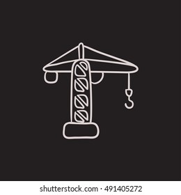 Construction crane vector sketch icon isolated on background. Hand drawn Construction crane icon. Construction crane sketch icon for infographic, website or app.