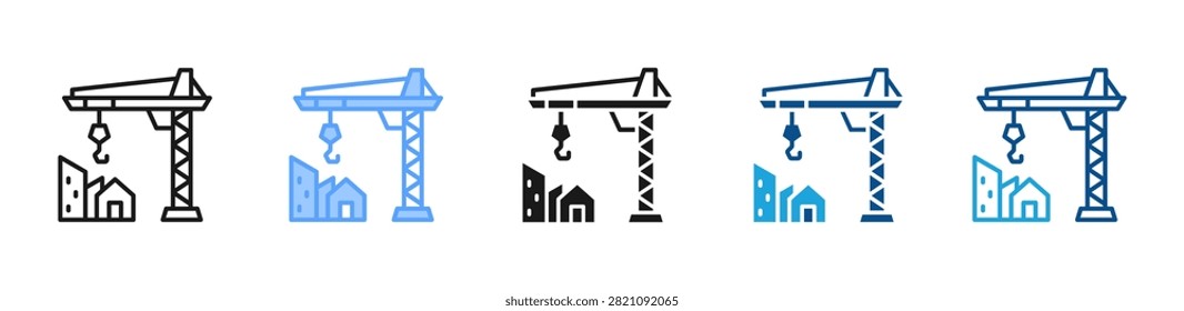 Construction Crane web icon with multiple style collection