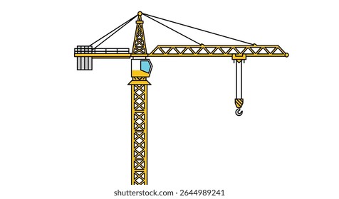 Construction Crane at Work in The City Skyline Heavy Construction Equipment Yellow