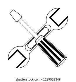Construction crossed symbol black and white