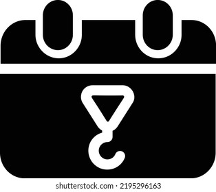 Construction Date Icon With Glyph Style, Construction Business Sign And Symbol Isolated On White Background