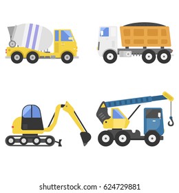 Construction delivery truck transportation vehicle mover road machine equipment vector.