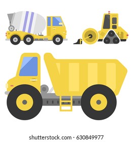 Construction delivery truck transportation vehicle mover road machine equipment vector.