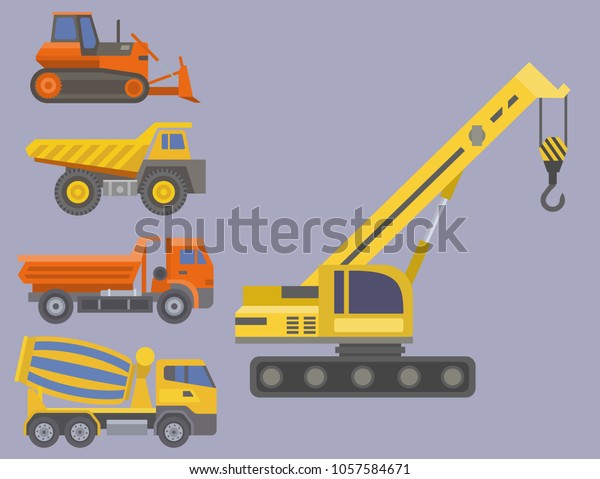 Construction delivery truck vector\
transportation vehicle construct and road trucking machine\
equipment large platform industrial truck\
illustration.