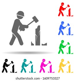 Construction, demolish worker multi color style icon. Simple glyph, flat vector of construction people icons for ui and ux, website or mobile application