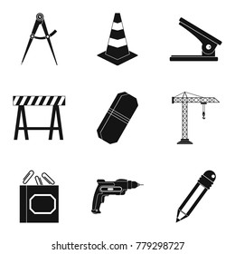 Construction department icons set. Simple set of 9 construction department vector icons for web isolated on white background