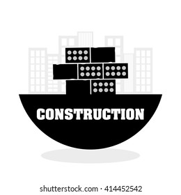 Construction design. brick icon. repair concept, vector illustration