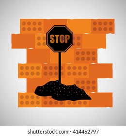 Construction design. brick icon. repair concept, vector illustration