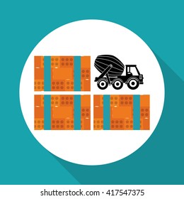 Construction design. brick icon. repair concept, vector illustration