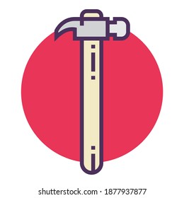 Construction Design Hammer Flat Icon Isolated On White Background