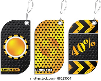 Construction design label set with grunge and dotted effect