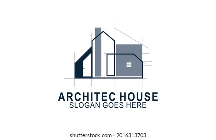 Logo de construcción y diseño. Logotipo del inmueble