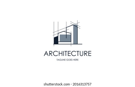 Logo de construcción y diseño. Logotipo del inmueble