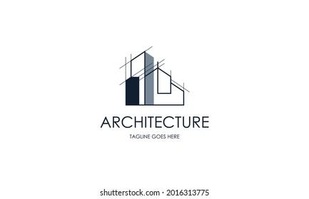 Logo de construcción y diseño. Logotipo del inmueble