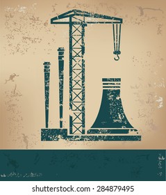 Construction design on old paper background,grunge concept,vector