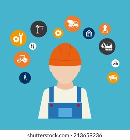 Construction design over blue background, vector illustration