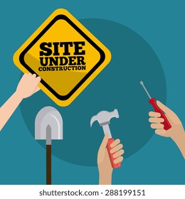 Construction design over blue background, vector illustration.