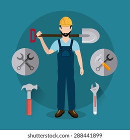 Construction design over blue background, vector illustration.