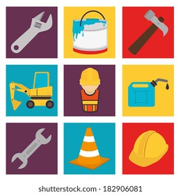 construction design over colorful background, vector illustration